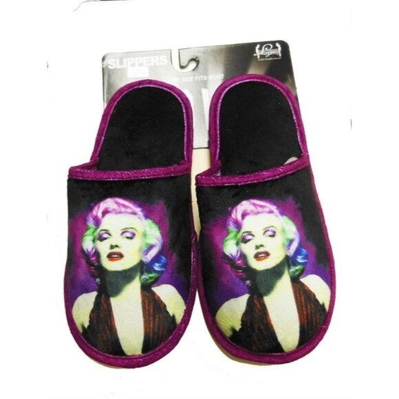 New Purple Marilyn Monroe Slip On Slippers One Size Fits Most Gift Photo Movie - Picture 1 of 4